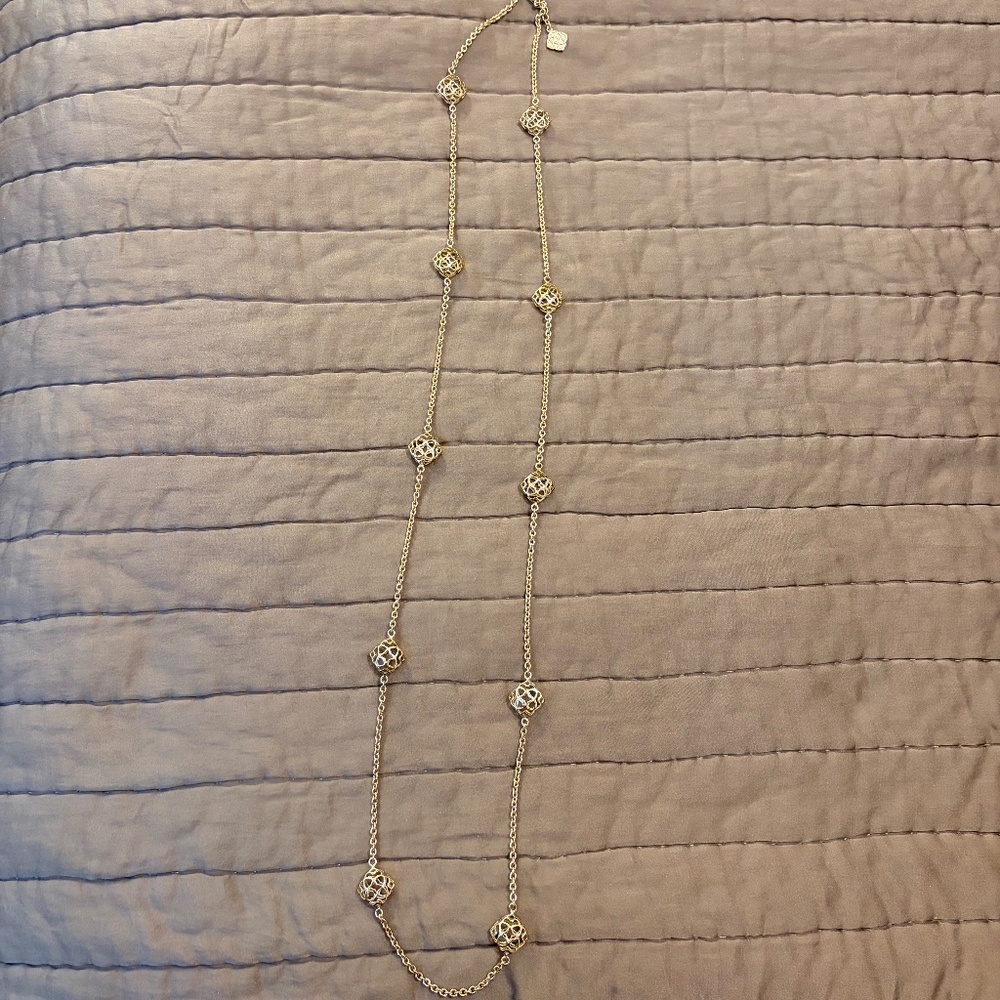 Kendra Scott Nemera Gold Logo Long Necklace Retired